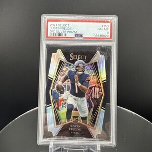 2021 Panini Select Justin Fields Premier Level RC #150 PSA‎ 8 Chicago Bears